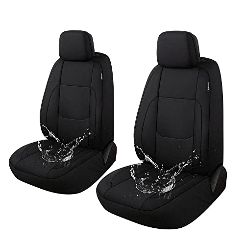 Waterproof Car Seat Covers 2 Front Seats, Neoprene Seat Covers for Cars, Universal Fit Interior Covers for Most Cars Sedan Van Truck SUV(Black) - color: Black, size: Front Set