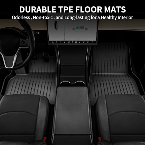 OEDRO Floor Mats Fits for Tesla Model Y 5-Seater 2024-2020 Custom Fit All Weather TPE Automotive Interior Cargo Liners Trunk Mats Accessories for Model Y (NOT for Model Y Juniper) 6 Pcs Mats Set - style: 2020-2024 Model Y 5-Seater