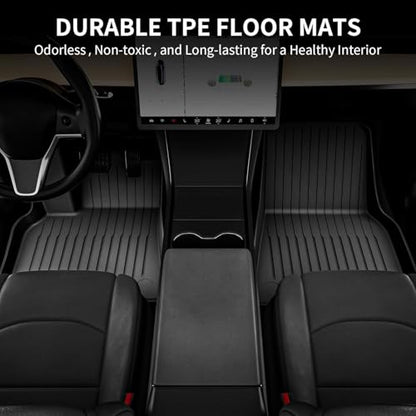OEDRO Floor Mats Fits for Tesla Model Y 5-Seater 2024-2020 Custom Fit All Weather TPE Automotive Interior Cargo Liners Trunk Mats Accessories for Model Y (NOT for Model Y Juniper) 6 Pcs Mats Set - style: 2020-2024 Model Y 5-Seater