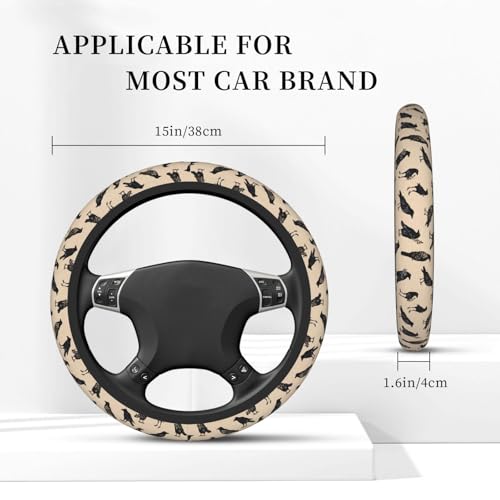 Goth Raven Elastic Steering Wheel Cover Non-Slip Breathable Steering Wheel Protector Fit Auto, SUVs, Truck - color: Goth Raven