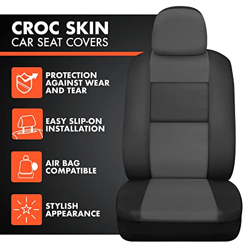 BDK Charcoal Faux Leather Car Seat Covers Full Set with Matching Carpet Car Floor Mats - Universal Front & Back Bench Vehicle Seat Protector & Auto Mats for SUV & Truck Automotive Interior Liner - color: Charcoal