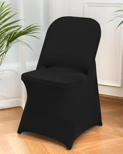 6 Packs Black Spandex Stretch Folding Chair Covers for Wedding Party,Universal Fitted Washable Dining Seat Slipcovers Protector Decoration for Holiday Banquet Birthday Celebration Event - color: Black, size: 6 PCS