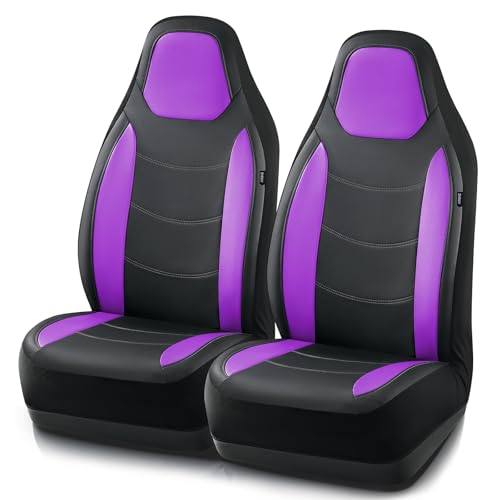 Road Comforts Car Seat Cover, Leather Car Seat Covers, Automotive High Back Car Seat Covers, Airbag Compatible, Universal Fit for Most Cars (Purple) - color: Purple, size: Front Seat
