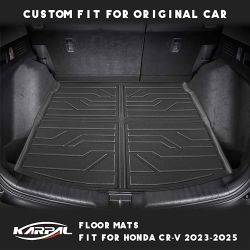 KARPAL Floor Mats for Honda CRV 2023 2024 2025 2026 (Include Hybrid), All Weather Protection TPE Floor Liners Accessories Car Mats, Front & 2nd Row & Trunk Mat (Upper Position)