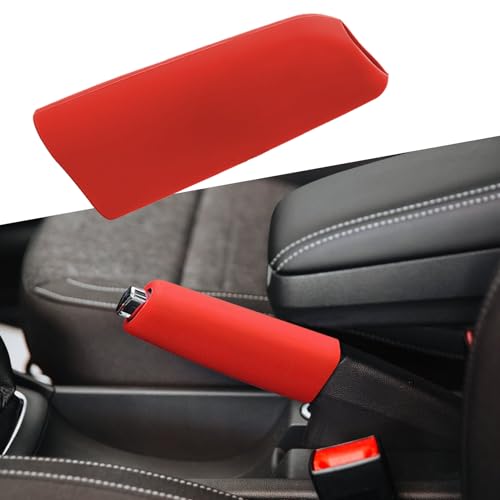Car Handbrake Cover Gear Shift Knob Cover, Auto Comfortable Grip Handbrake Cover, Silicone handbrake Cover for Most Vehicle Handbrake - color: Red