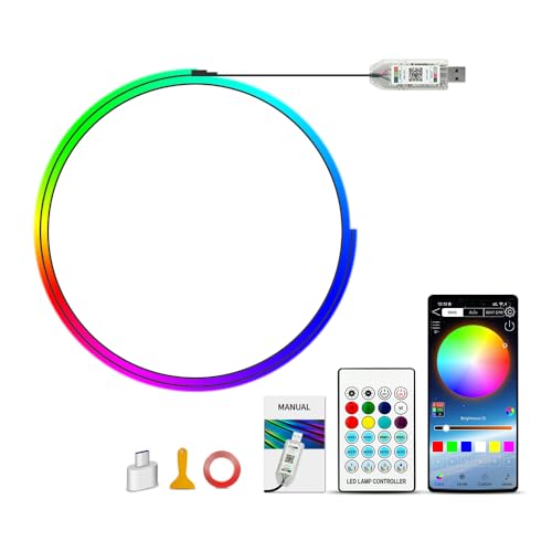 Ambient Lighting Car Led Lights Interior,43.3’’ USB Powered Acrylic Neon Flexible Strip Fiber Optic LED Ambient Lighting Kits with Remote APP, RGB Music Lights Sync for Inside car Dashboard - size: 1 in 1 (43.3inch*1)