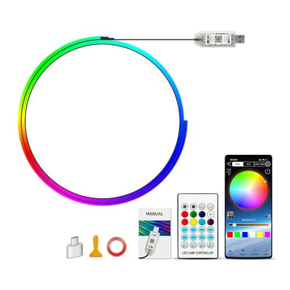 Ambient Lighting Car Led Lights Interior,43.3’’ USB Powered Acrylic Neon Flexible Strip Fiber Optic LED Ambient Lighting Kits with Remote APP, RGB Music Lights Sync for Inside car Dashboard - size: 1 in 1 (43.3inch*1)
