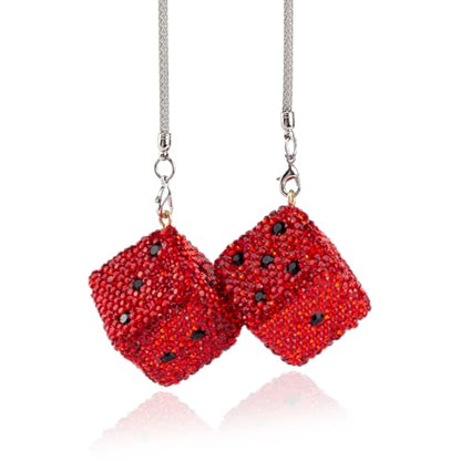 Bling Diamond Dice Car Hanging Accessories – Crystal Rear View Mirror Ornament, Sparkly Car Decor, Lucky car Accessories All Models
