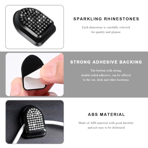 4 PCS Bling Car Mini Hooks, Cute Rhinestone Adhesive Back Seat Auto Hangers, Multifunctional Crystal Hanging Storage Hook for Vehicle Dashboard Wall Hat Coat Towel Key (Black+White) - color: Black+White