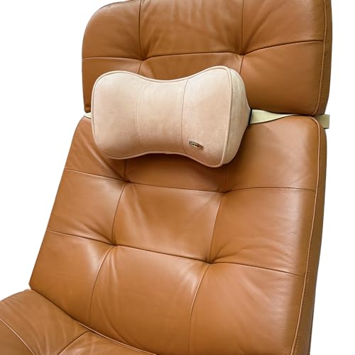 Carwales Car Neck Cushion Recliner Headrest Pillow for Office Chair Couch Memory Foam Lower Back Support Lumbar Pain Relief Ergonomic Design Extension Adjustable Strap Fits Driving Car Tan 1 Pack - color: Tan