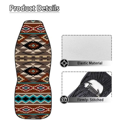 Dreaweet Geometric Aztec Car Seat Covers Front Seats Native American Tribal Car Accessories 2 Piece Washable & Universal Seat Covers for Cars SUV Sedan Trucks - color: Geometric Aztec