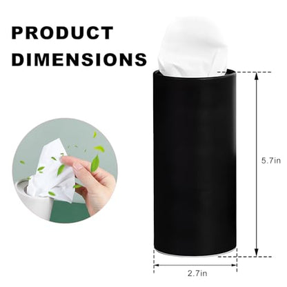 4 PCS Car Tissue Holder, Refillable Round Napkins Containers with Papers Inside, Convenient Travel Tissue Tubes Facial Paper Towel Cylinders for Vehicle Cup Holders (Black) - color: Black
