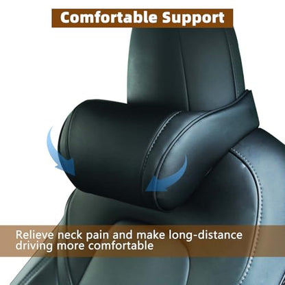 TOPABYTE Car Neck Pillow Memory Foam Automotive Seat Cushions of Headrests for Relieving Neck Stiffness Seat Neck Support Pillow, Fits All Vehicles, 2 Pieces, Black