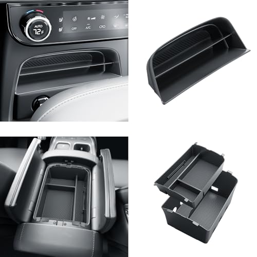 BIBIBO 3Packs for 2026 Hyundai Palisade Center Console Organizer 2026 Hyundai Palisade Calligraphy Console Tray 2026 Palisade Console Insert Tray 2026 Palisade (ONLY FIT Palisade Calligraphy) - color: Black-(Double layer+Insert shelf)