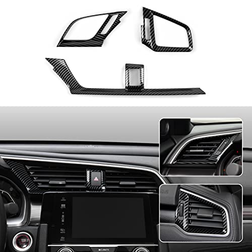 Front Air Vent Outlet Cover Trim Decals for 2016 2017 2018 2019 2020 2021 Honda Civic 10th Gen Accessories ABS Carbon Fiber Stickers - color: Air Outlet Vent Cover