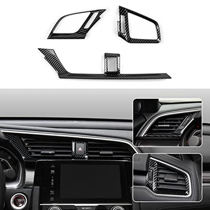 Front Air Vent Outlet Cover Trim Decals for 2016 2017 2018 2019 2020 2021 Honda Civic 10th Gen Accessories ABS Carbon Fiber Stickers - color: Air Outlet Vent Cover