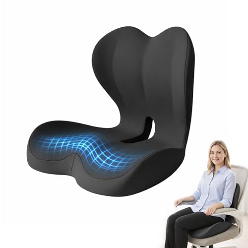 Ergonomic Seat Cushion Set with Lumbar Support Pillow, High-Density Memory Foam Cushion with Non-Slip Base, Posture Support Cushion for Office Chair, Home Chair, Car Seat, Dark Gray - color: Dark Gray