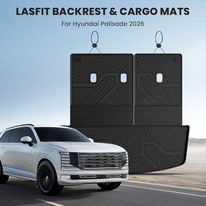 LASFIT Cargo Trunk Mat & Backrest Mats for Hyundai Palisade 2026 All Weather TPE Custom Fit Car Trunk Mats Cargo Liner & Seatback Mats Accessories, Black - size: 2)For Hyundai Palisade | 2026 | Cargo