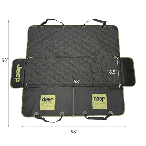 Jeep Vehicle Seat Protector for Dogs and Pets (Charcoal Black) Adjustable Seat Cover - Durable Protection Waterproof Design (58 x 23 x 18.5 inch)