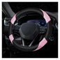 Soft Leather Steering Wheel Cover with Breathable Design and Anti-Slip Grip, Fully Compatible with Tesla, Toyota, Honda, Nissan 14.5-15.2 inch Round Steering Wheel（Sedans and SUVs） - color: DOUBLE-PINK