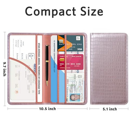 CoBak Car Registration and Insurance Holder - Vehicle Glove Box Car Organizer,Auto Truck Comparment Accessories Case with Magnetic Closure for Driver License,Cards - color: L-Crocodile Pink