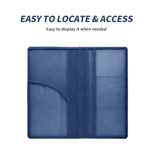 Car Registration and Insurance Card Holder - Vehicle Glove Box Document Organizer - Premium PU Leather Wallet Case - Driver License - Blue - color: Blue