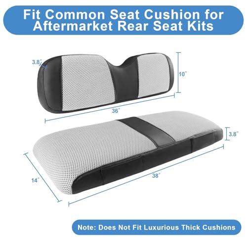 MOSNAI Golf Cart Rear Seat Cover for EZGO Club Car Yamaha Aftermarket Rear Seat Cushion, Breathable Mesh & Leather, Stay Cool on Hot Sunny Days, Perfect for Neighborhood Rides and Golf Course - style: Fit Aftermarket Rear Seat