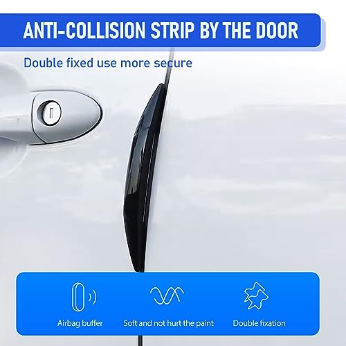 4 PCS Car Door Anti-Collision Strip, Rearview Anti-Impact Sticker, Door Protection Decorative Covers, Universal Car Side Door Edge Protector (Black)