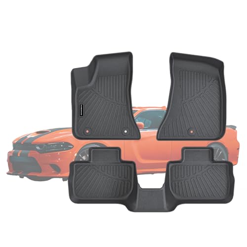 TPE Floor Mats for 2011-2023 Dodge Charger RWD & Chrysler 300 Rear-Wheel Drive ONLY All Weather Car Floor Liners Fit Dodge Charger RWD Accessories Black - size: 2011-23|For Dodge Charger|1st