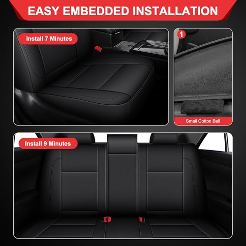 TTX LIGHTING Custom Fit for Toyota Camry Car Seat Covers 2012 2013 2014 2015 2016 2017 Full Set Waterproof Faux Leather Airbag Compatible Black - size: 4.Camry 2012-2017 5 Seat Full Set