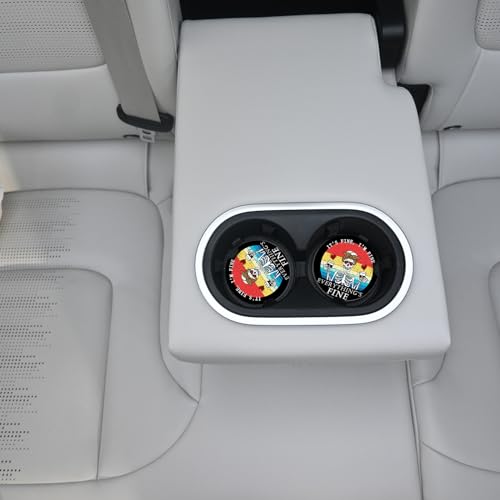 Funny Skull with Coffee Ceramic Cup Holders Car Coasters Set for Women/Men,2.56" 2 Pack for Absorbent Cup Car Holders, Coasters with A Finger Notch - color: Funny Skull With Coffee