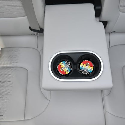 Funny Skull with Coffee Ceramic Cup Holders Car Coasters Set for Women/Men,2.56" 2 Pack for Absorbent Cup Car Holders, Coasters with A Finger Notch - color: Funny Skull With Coffee