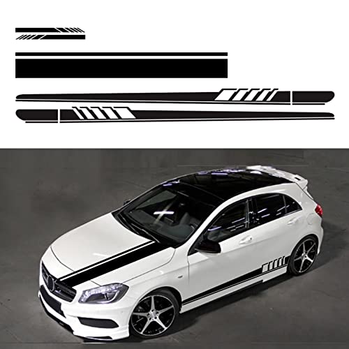 Universal Racing Stripes Car Stickers Sport Stripes DIY Styling Decorated Door Hood Self-Adhesive Side Strip Decal Decoration Accessories for Truck SUV Off-Road Vehicles(5PCS)(Black) - color: Black