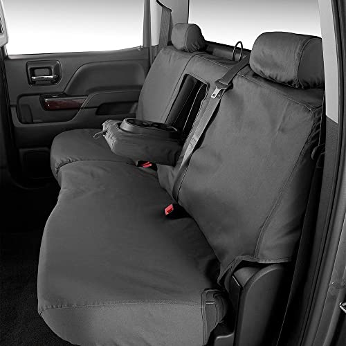 Covercraft Polycotton SeatSaver Custom Seat Covers | Fits 2007-2013 Chevy Silverado/GMC Sierra 1500, 2007-2014 Silverado/Sierra 2500/3500 | 1st Row 40/20/40 Bench Seat, Charcoal