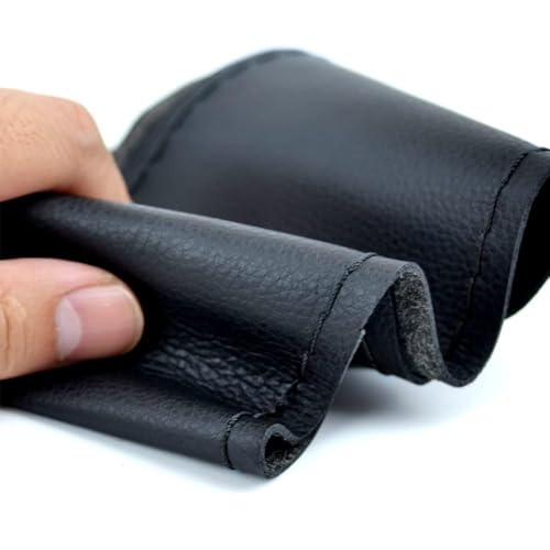 38cm/15 Inch Leather Steering Wheel Cover Stitch On Wrap, Breathable, Anti-Slip Steering Wheel Cover for Nissan Qashqai Toyota Camry RAV4 VW Golf - color: Black