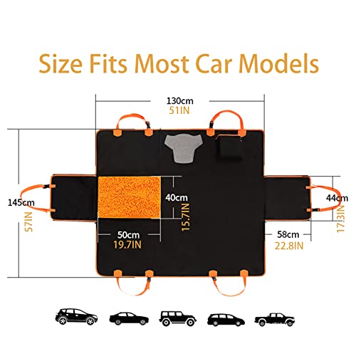 FAN WU 2-in-1 Dog Car Seat Cover with Removable Sniffle Mat - Calming Anxiety Relief Dog Hammock for Back Seat, 100% Waterproof Scratchproof Pet Seat Protector, Universal Fit for Cars, SUVs & Trucks