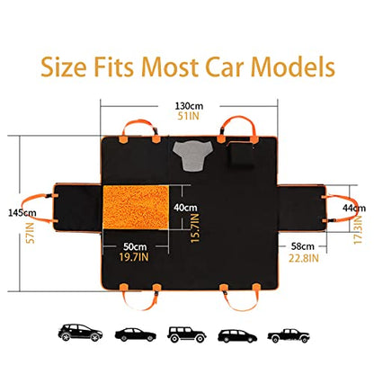 FAN WU 2-in-1 Dog Car Seat Cover with Removable Sniffle Mat - Calming Anxiety Relief Dog Hammock for Back Seat, 100% Waterproof Scratchproof Pet Seat Protector, Universal Fit for Cars, SUVs & Trucks