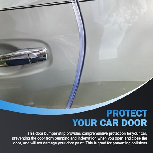 Automotive Door Entry Guard, 16.4Ft No Glue Transparent Car Door Edge Protector Strip, Anti-Miso Rubber Edge Trim for Cars, Trucks, SUVs, ATVs (White)