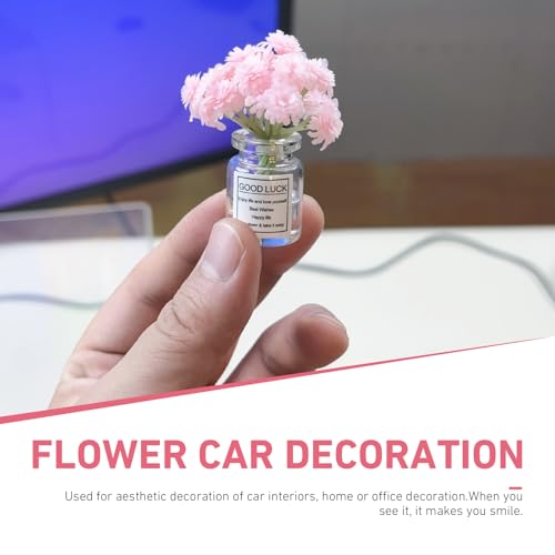 3 PCS Mini Flower Car Dashboard Decor, Cute Artificial Flower Vase Automotive Interior Dashboard Ornaments, Universal for Most Cars