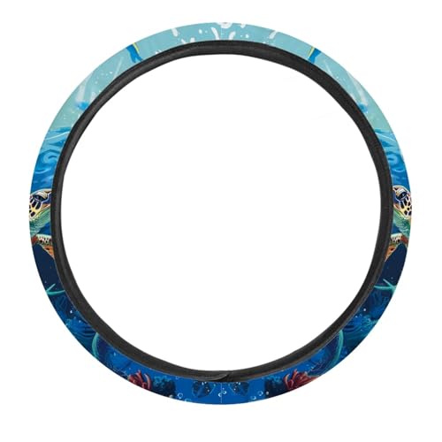 GLENLCWE Car Steering Wheel Cover,Sea Turtle,Cute Style,Universal 15 Inches,Breathable Sweat-Absorbent Car Steering Wheel Cover - color: Sea Turtle