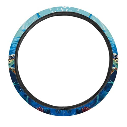 GLENLCWE Car Steering Wheel Cover,Sea Turtle,Cute Style,Universal 15 Inches,Breathable Sweat-Absorbent Car Steering Wheel Cover - color: Sea Turtle
