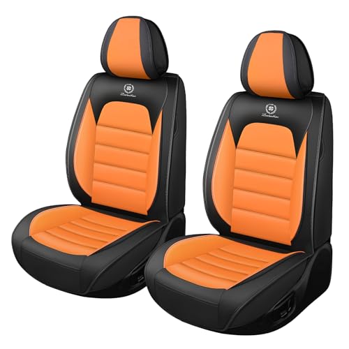 Car Seat Covers for GMC Sierra 1500/2500/3500 Denali SLT AT4 AT4X Base Seat Covers 2008-2026, Waterproof Premium Nappa Leather Seat Protectors(Standard 2 Seats/Black&Orange) - color: Black&Orange, size: Standard 2 Seats