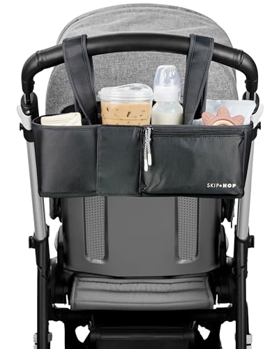 Skip Hop Ultimate Stroller Organizer Universal Fit with Adjustable Straps, Magnetic Flaps and Convertible Design That fits 40 oz. Tumblers, Black - color: Ultimate Black