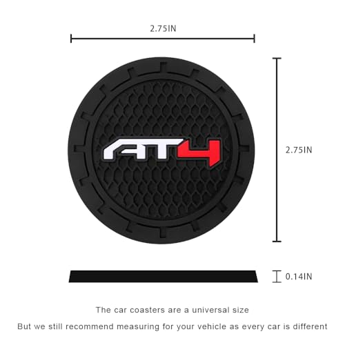 Car Cup Holder Coaster for GMC AT4,Series Recessed Silicone Cupholder Coaster Interior Accessories 2.75in 2Pieces Black - color: Black-a10