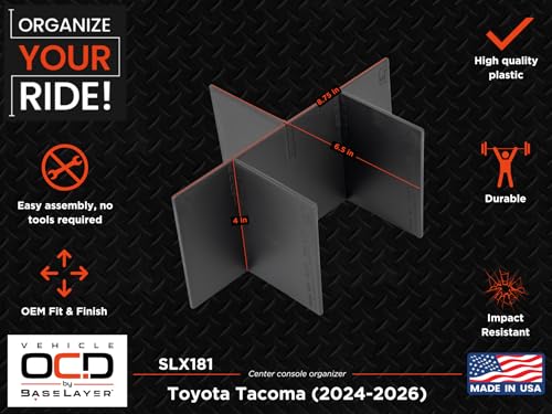 – Center Console Organizer for Toyota Tacoma (2024-2026) – Made in USA - SLX181 - size: 2024-2026, style: Center Console Organizer