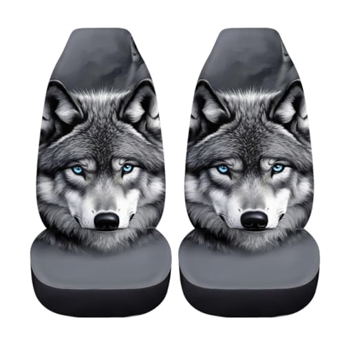 Pehede Car Seat Cover Grey Wolf Front for Cars, Easy to Install Cover Set, Accessories Auto Trucks Van SUV,2 Packs - color: Multi17