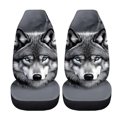 Pehede Car Seat Cover Grey Wolf Front for Cars, Easy to Install Cover Set, Accessories Auto Trucks Van SUV,2 Packs - color: Multi17