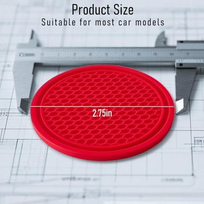 Car Cup Holder Coaster 4 Pack - Non Slip & Shockproof,Flexible PVC Rubber Insert for Car/Truck/SUV/Van (2.75"x0.2") Universal Fit Auto Cup Holders Accessories for Women and Man (Red) - color: Red