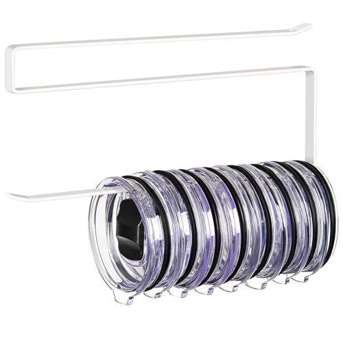 Tumbler Lid Organizer, Horizontal Tumbler Lid Storage Hook Up to 10 Lids, Space Saving Cup Lid Holders Under Cabinet Tumbler Lid Hook for Kitchen Organizer and Storage, Paper Towel Rack Hanger (White) - color: White, size: 1 Pack