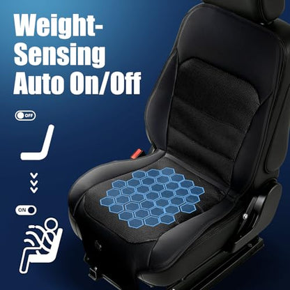 Upgraded Cooling Car Seat Cover, Cooling Seat Covers For Cars Trucks, 12V-24V 3-Speed Air Cooled Car Seat Cushion, Universal Fit for Summer Truck SUV Office, Non-slip Breathable 3D Mesh Leather, Black